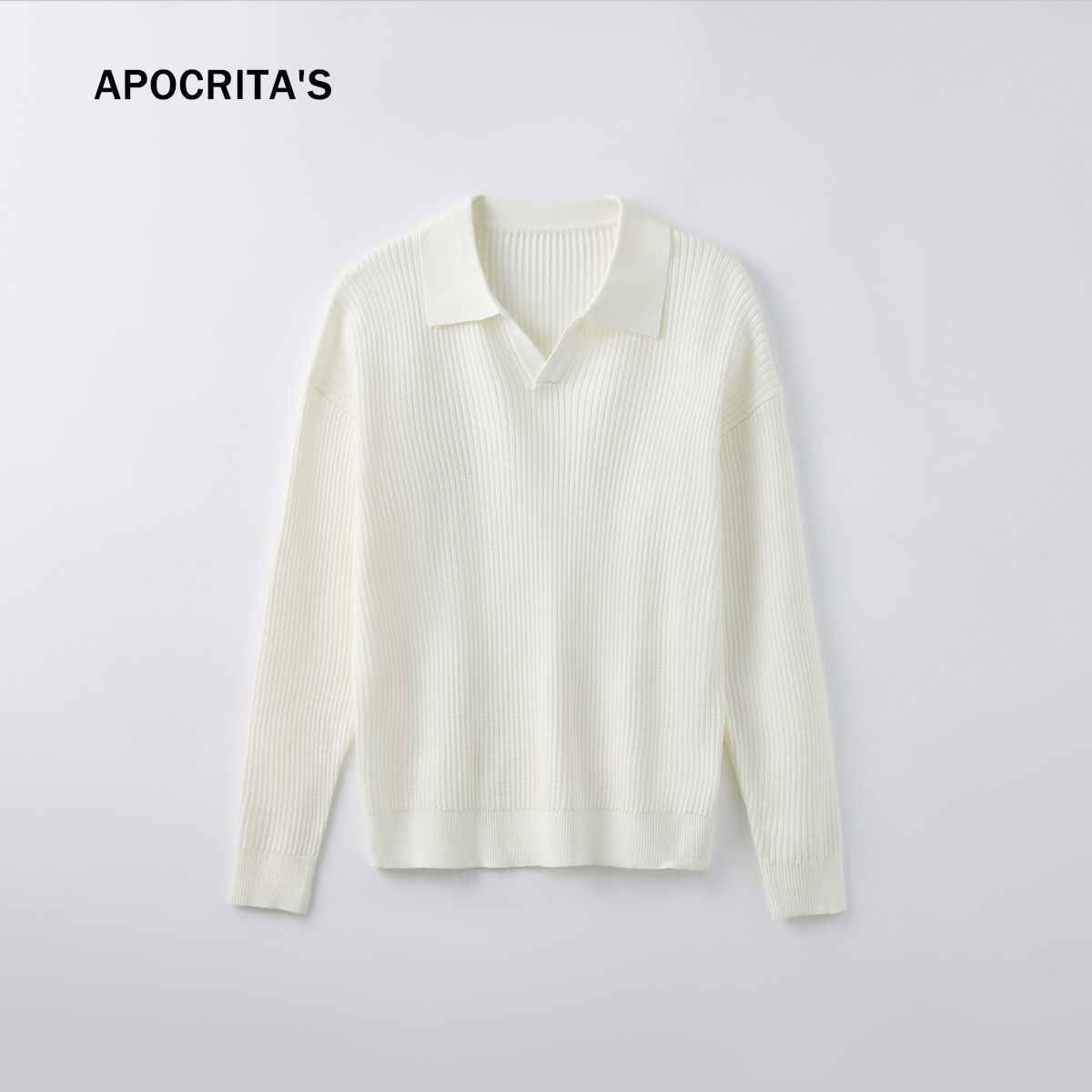 Nordmann APO Men's Clothing|Men's Sweater Autumn Loose Versatile Casual Old Money Style Long Sleeve V-Neck Polo Knitwear_viptrois.com