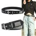 Men's Belts versatile cross-border retro square bead pyramid women's belt European and American punk jeans decorative belt for men_viptrois.com