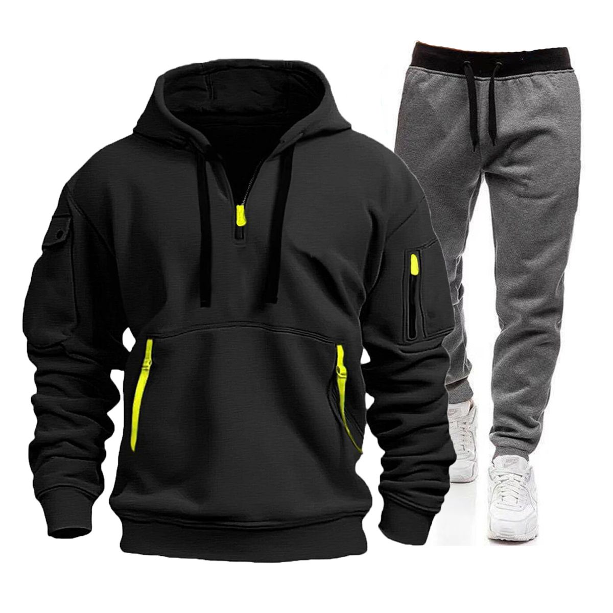 Men's Clothing Spring And Autumn Sports Sweatshirt Suit Men's Zipper Hoodie Sportswear Suit Sweatshirt Sweatpants Two Piece Set_viptrois.com