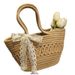 Women's Handle Bags Elegant Bow Straw Woven Bag, Women's Casual Woven Bucket Bag, Single-shoulder Tote Bag_viptrois.com