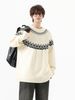 Pure Nordic Fair Isle Cable Knit Pullover For Men Korean Style Lazy Chic Jacquard Round Neck Raglan Sweater_viptrois.com