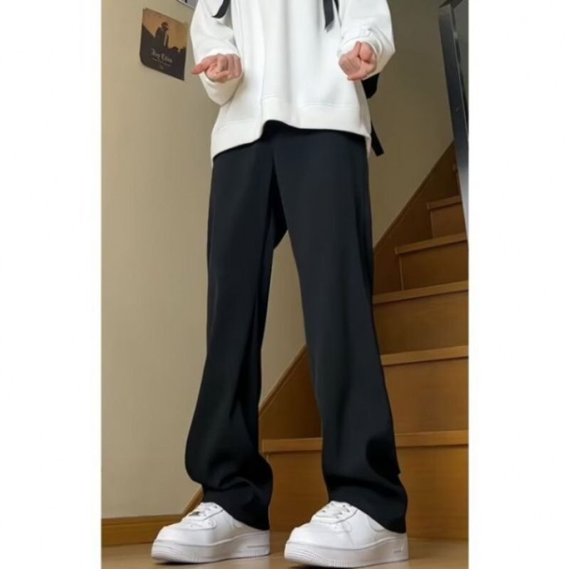 2024 New Loose Casual Pants Men's Korean Version Trendy Versatile Pants Summer Thin Pendant Wide-leg Mopping Trousers_viptrois.com