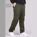 Men's Outdoor Work Pants Spring Autumn Straight Leg Loose Fit Casual Hiking Multi Pocket Military Green Windproof Long Trousers_viptrois.com