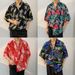 KOBPT Men's Floral Shirt Summer Hawaiian Style All over Print Loose Short Sleeve Retro Street Style Beach Couple Shirt_viptrois.com