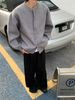 Pure 2024 Gray Autumn Winter New Round Neck Cardigan Solid Color Loose Casual Lazy Style Sweater Jacket Men's Top_viptrois.com