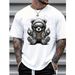 Camiseta Manga Corta Con Cuello Redondo Y Estampado Oso De Dibujos Animados Para Hombres, Verano_viptrois.com