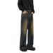 Menswear & Archer0603 & Retro High Street Trendy Brand Vibe American Style Jeans Floor Length Dad Jeans Slightly Flared Loose Pants_viptrois.com