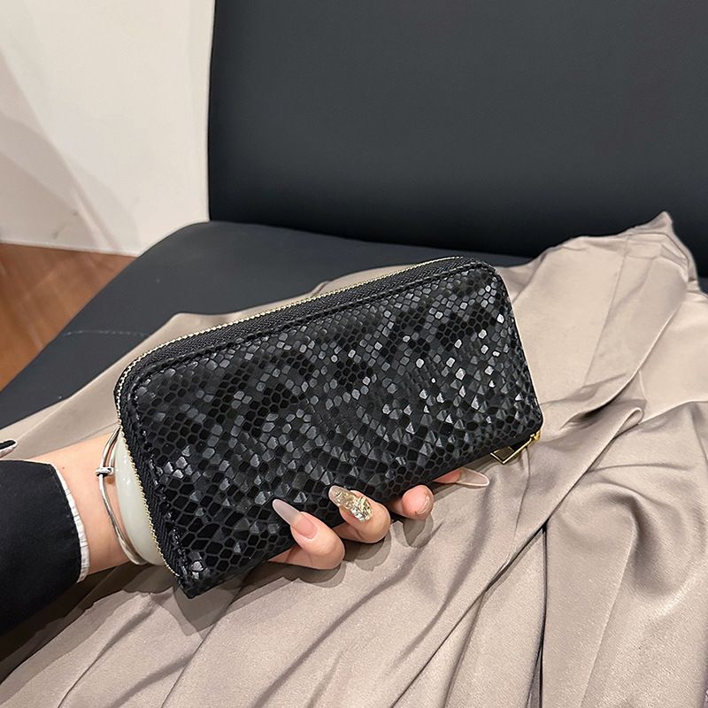 Women’s Bags New Snakeskin Pattern Long Zipper Wallet With Multiple Card Slots Design Large Capacity Clutch Bag Fashion Coin Purse_viptrois.com