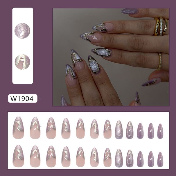 False Nails Mysterious Fantasy Purple Irregular Metal Three Dimensional Cat Eye Ins Style Detachable Nail Art Piece 24_viptrois.com