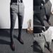 Men's Clothing Trousers Men's Black Slim Fit Nine Point Trousers Version Slim Trend Suit Trousers Summer_viptrois.com