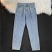 Men's Washed Blue Straight Leg Cropped Jeans Relaxed Fit Casual Ankle-Length Trousers Lightweight Nylon Blend_viptrois.com
