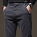 Men's Clothing Autumn Medium Thick Casual Pants Business Slim Straight Leg Elastic Trousers_viptrois.com