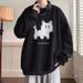 Round Neck Sweatshirt Men's Spring Autumn Retro Long Sleeved Top Jacket_viptrois.com