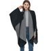 Unisex Autumn/Winter trim solid color cashmere double side black grey split cape_viptrois.com