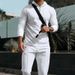 Men's Casual Suit Outdoor Long Sleeve Hooded Pants Set Solid Color Waffle Pattern_viptrois.com