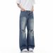 Men's American Retro Ripped Jeans Loose Straight Wide Leg High Street Fashion Summer_viptrois.com