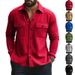 Men's Clothing European And American Autumn Men's Velvet Jacket Lapel Single Breasted Casual Solid Color Shirt Jacket Wear Resistant And Windproof_viptrois.com