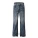 Men's Clothing Retro Lightning Crack Washed Jeans Men's and Women's Design Straight Slim Flared Ins Floor Mopping Trousers_viptrois.com