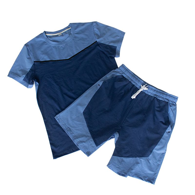 Men's Summer Two Piece Suit High End Sports Casual Short Sleeved Set Cotton Fashionable_viptrois.com