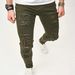 Men's Clothing Men's Washed Jeans Men's High End Two Tone Trousers Straight Loose_viptrois.com