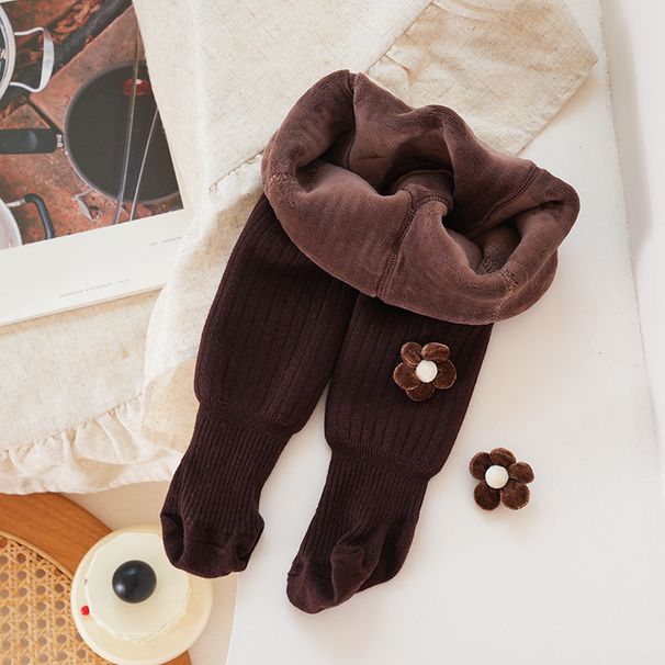 Kid's Clothing Children's winter plus velvet thickened pantyhose for girls Maillard color warm baby big butt leggings_viptrois.com