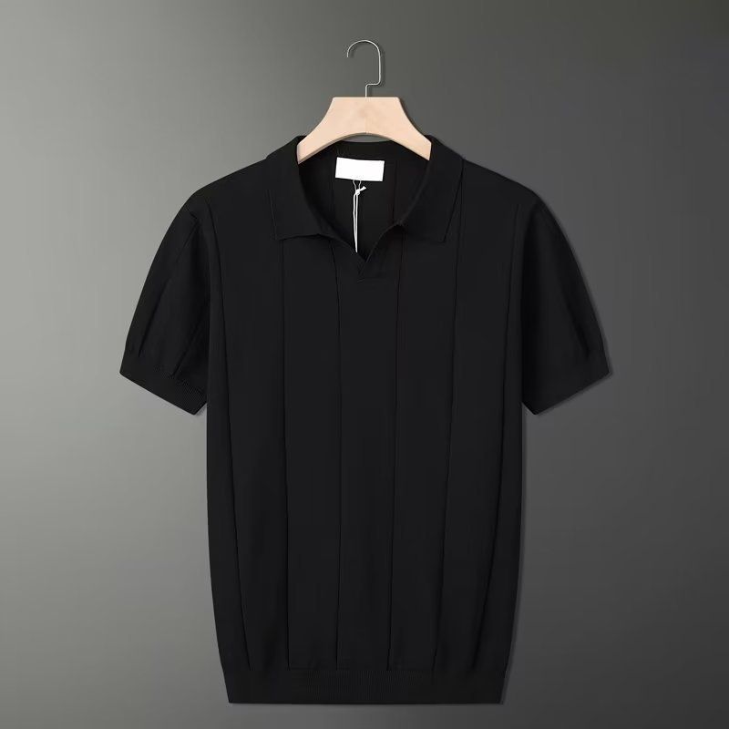 Men's Clothing Summer Thin Knitted Ice Silk Solid Color Short Sleeve Polo Shirt Men's Simple Multicolor Lapel Top Clothes One Piece Delivery_viptrois.com