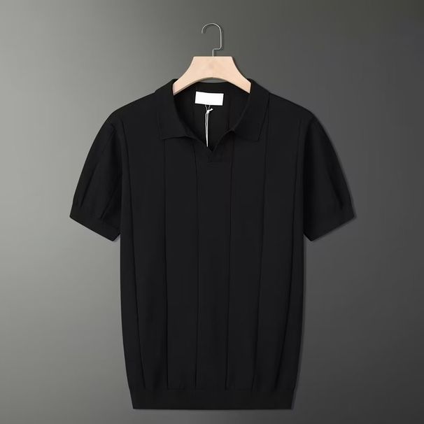 Men's Clothing Summer Thin Knitted Ice Silk Solid Color Short Sleeve Polo Shirt Men's Simple Multicolor Lapel Top Clothes One Piece Delivery_viptrois.com