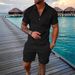 Men's Clothing 3D Printed Zipper Short Sleeved Polo Shirt Large Size Casual Suit Lapel Men's Shorts_viptrois.com