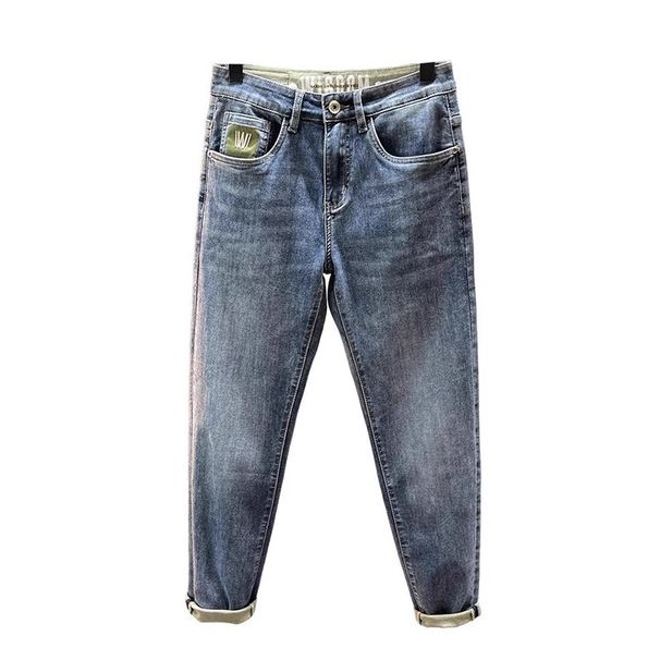 Men's Spring Thin Slim Fit Casual Nine-point Korean Style Stretch Trendy Slightly Wide Versatile Skinny Jeans_viptrois.com