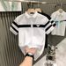 Men's Clothing Black And White Striped Lapel Light Luxury T Shirt Short Sleeved Polo Shirt Handsome Versatile Clothes_viptrois.com