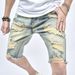 Man's clothing Men's five slim slim feet shaved denim pants Fashion youth ripped shorts jeans_viptrois.com