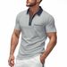Men's New Polo Shirt Short-sleeved Pocket Lapel Shirt Colorblocking Quick Dry Casual T-shirt Tops_viptrois.com