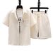 Ice Silk Seersucker Shirt And Shorts Set For Men Stylish Sporty Casual Outfit Summer_viptrois.com