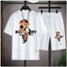 Men's Clothing Hip Hop Summer Street Style Men's Waffle Suit Cool Bear Pattern Luxury T-Shirt And Shorts Set_viptrois.com