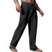 Men's Breathable Linen Cotton Pants - Relaxed Fit With Drawstring Waist Straight Leg (White/Black/Dark Khaki/Light Blue/Navy/Olive) - Sizes S-5xl_viptrois.com