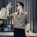 Men's Pleated Short Sleeved Shirt Slanted Placket Summer Ice Silk Cool Sophisticated Trendy Hairstylist Outerwear_viptrois.com