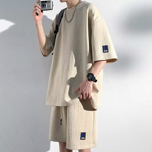 America Summer Short Sleeved T-Shirt 2025 New Korea Editio Tredy Brad Loose Sports Ad Leisure Two Piece Set For_viptrois.com