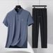 Men's Clothing Ice Silk Suit For Middle Aged And Elderly Men Business Casual Short Sleeve Shirt And Pants Set For Formal & Casual_viptrois.com