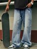 Mens Baggy Jeans Vintage Plain Pants Casual Wide Leg Loose Fit Denim Hip Hop Jean_viptrois.com