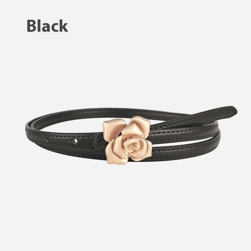 New Genuine Leather Women's Thin Waistband Women's Floral Waistband, Slimming Effect Cowhide Women's Belt With Sweater Dress Women's Style_viptrois.com