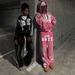 Unisex Hoodie & Pants Set With 3d Print - Trendy Hip-hop Streetwear For Men & Women (Pink/Black, S-xl)_viptrois.com