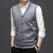 New Men's Wool Knitted Vest Business Work Clothes Solid Color Knitted Cardigan Vest Foreign Trade Export Style_viptrois.com