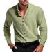 Solid Color Casual Long Sleeved Men's Shirt Stand Up Collar Breathable Versatile Bottoming Shirt_viptrois.com