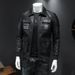 Men's Clothing Jacket Casual Leather Men's Biker Jacket Slim PU Leather Jacket With Lapel_viptrois.com