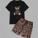 Cross-Border Foreign Trade Men's 3D Printed Bear Short Sleeve T-Shirt Set Sports Plus Size Top Casual Loose Summer Style_viptrois.com