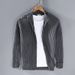 Men's Zip-Up Knit Sweater – Stretchy Cotton, Loose Fit, High Collar, Casual & Warm Pullover (Black, Grey, Navy)_viptrois.com