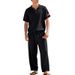 Summer Loose Men's Beach Linen Breathable Casual Large Size Lapel Independence Day Trousers Suit_viptrois.com