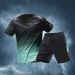 Men's Clothing Quick Drying Sports Suit Men's Fitness Summer Ice Silk Short Sleeved Shorts T Shirt Running Clothes_viptrois.com