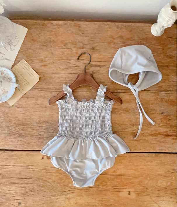 Baby Girls' Bikini Swimsuit Set - 3-Piece Ruffle Sleeveless Tankini With Skirt_viptrois.com