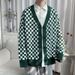 Loom Cardigan Plaid Sweater Men Spring High Street Ins European American Hiphop Knitwear Autumn Korean Version Trendy Jacket_viptrois.com